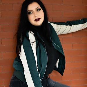MIA STRIPE BOMBER JACKET (hunter) PLUS